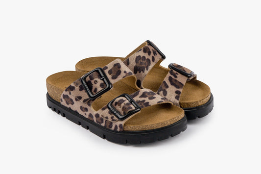 Terra by LEON- Women’s Leather Sandal– Adjustable Buckle Cork-style Footbed