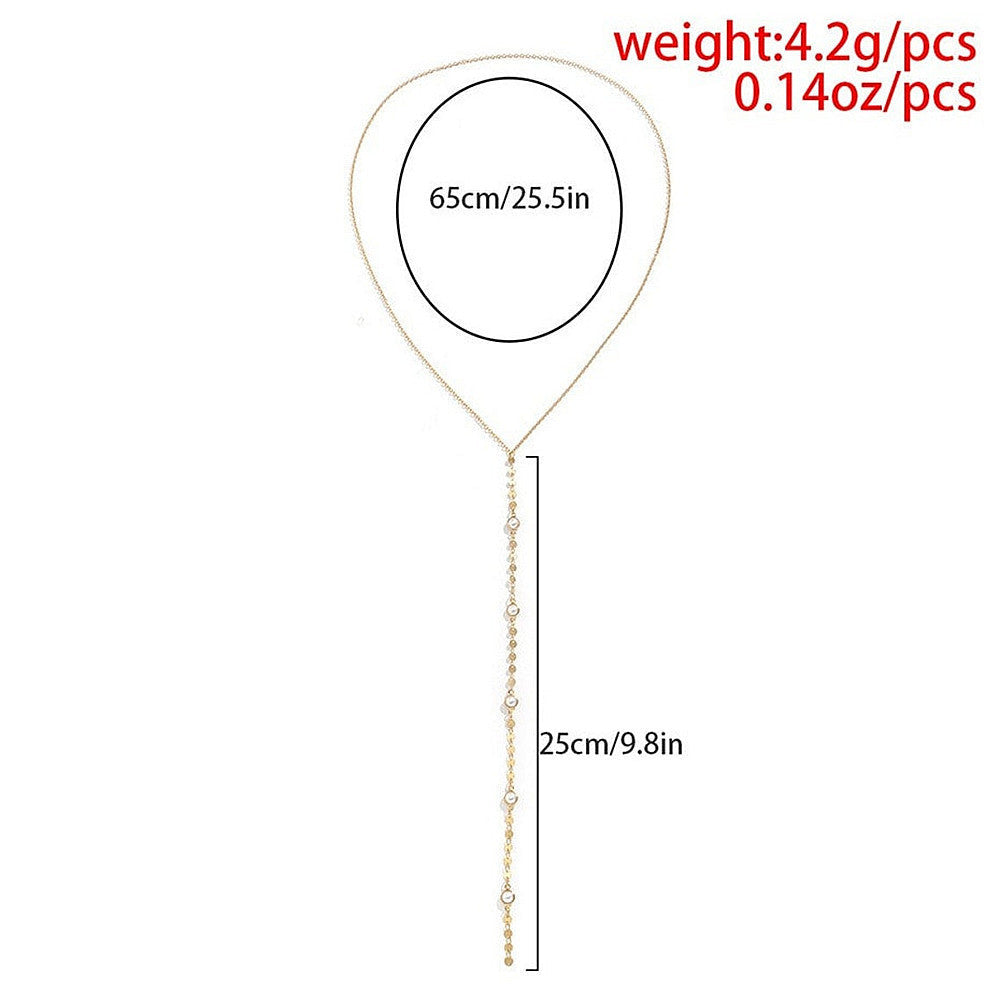 Round Beaded Tassel Chain Necklace