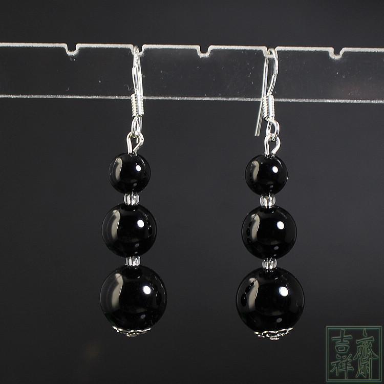 Round Nature Stone agate Bead Dangle Earrings