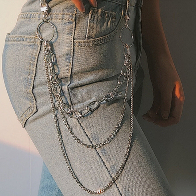 Hip Hop Punk Fashion Women Men Pants Waist Belt Chain