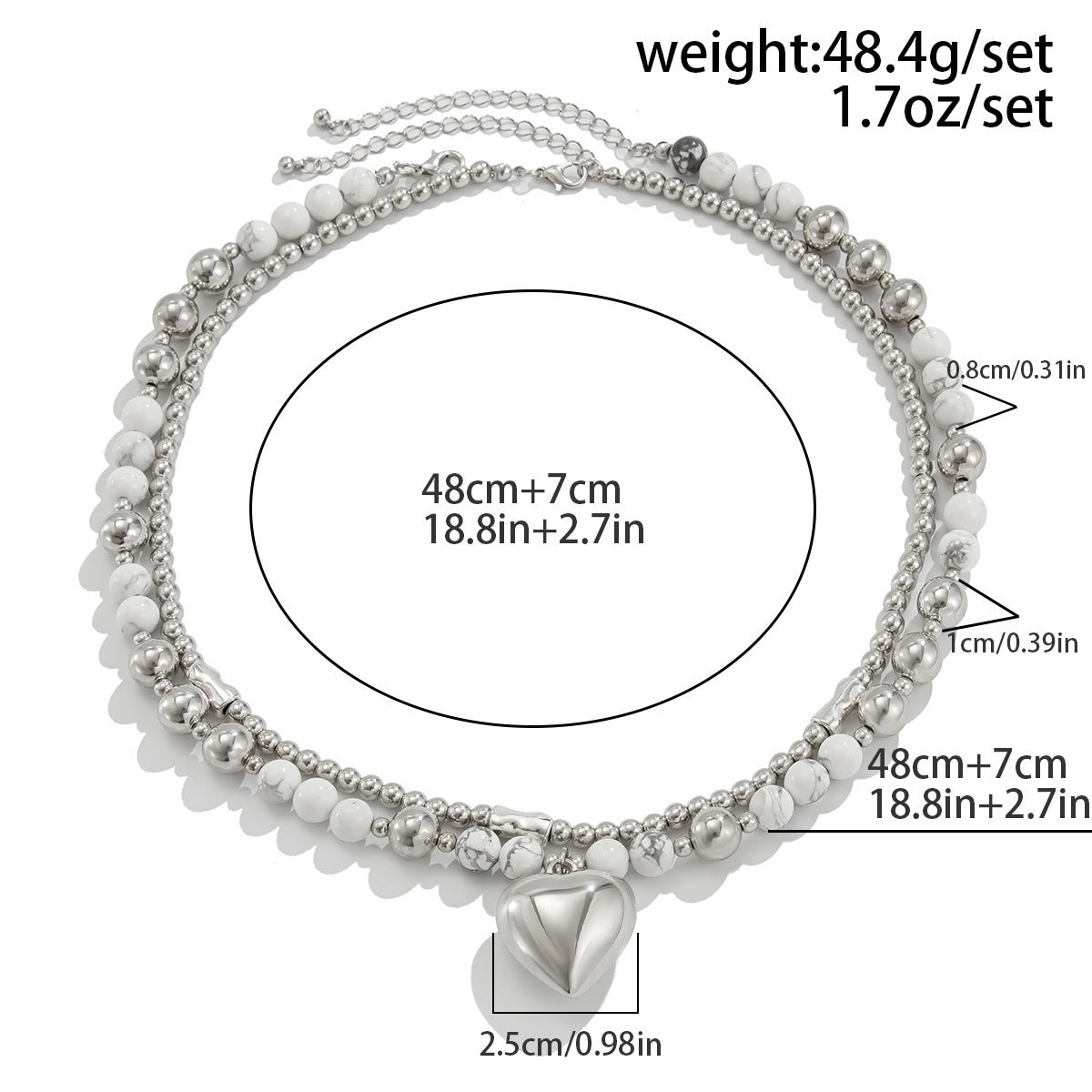 Layered Heart Pendant Beaded layer Necklace