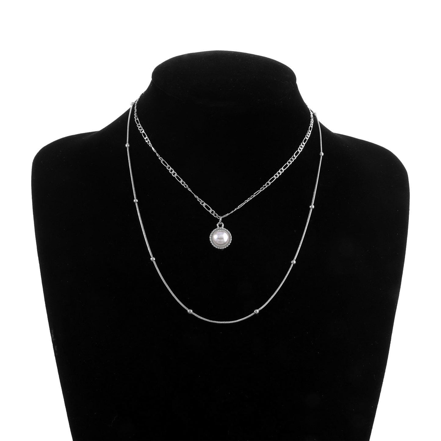 Layered Necklace Pearl Pendant