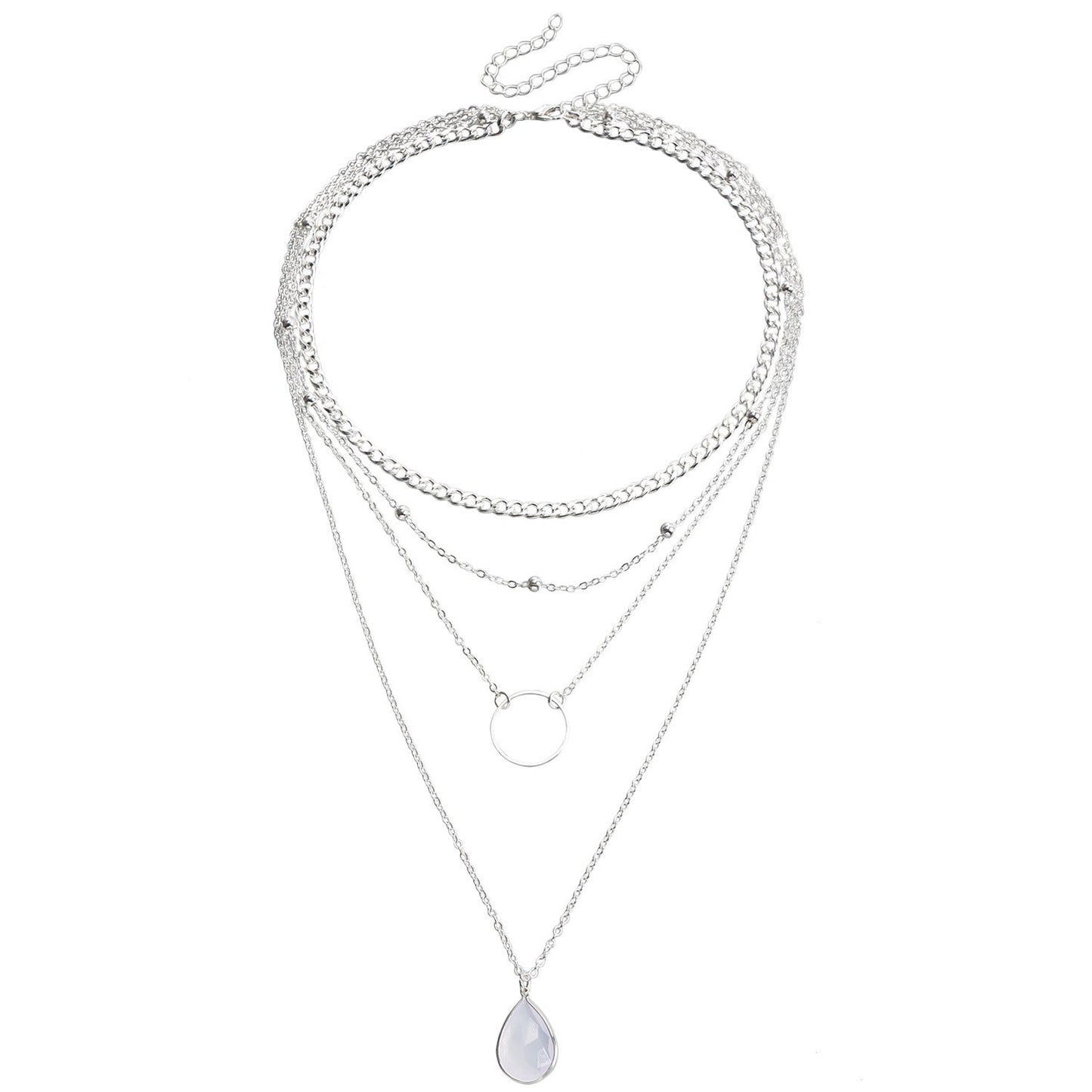 Water Drop Stone Circle Fashion Pendant Necklace