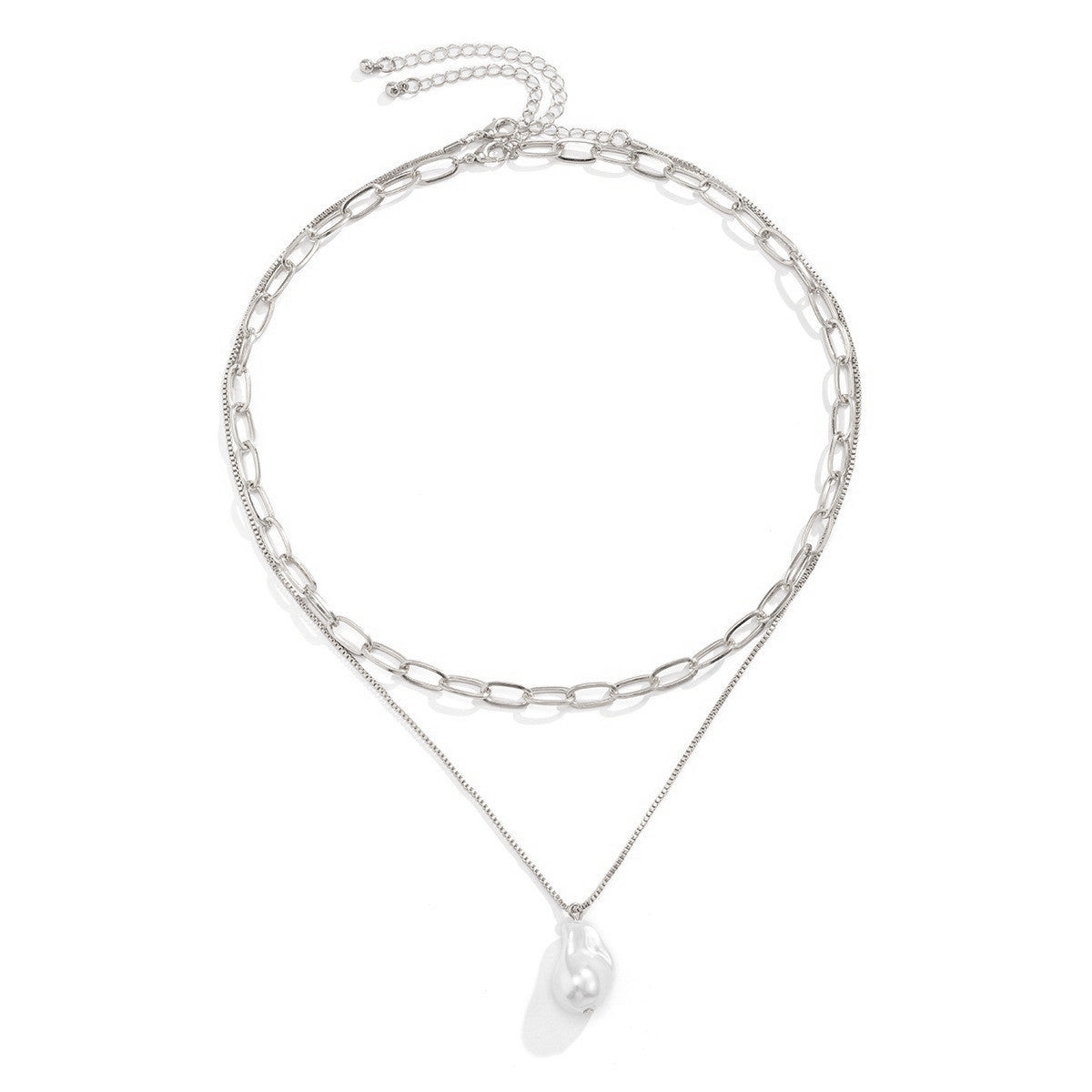 Double-Layer Pearl Chain Necklace