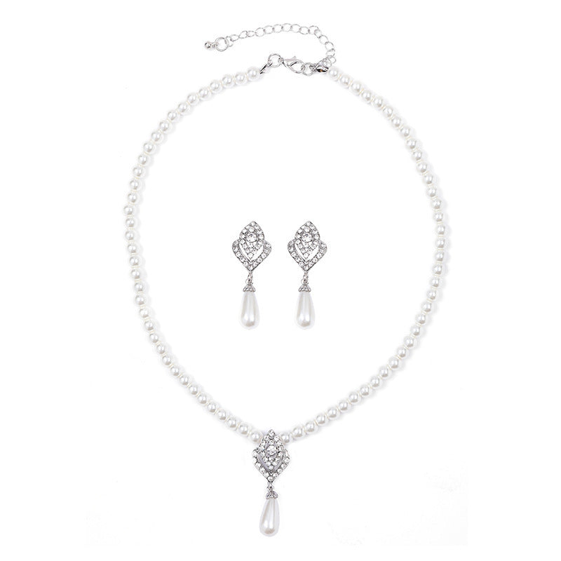 Women Crystal Pearl Rhinestones Bridal Wedding Jewelry Sets