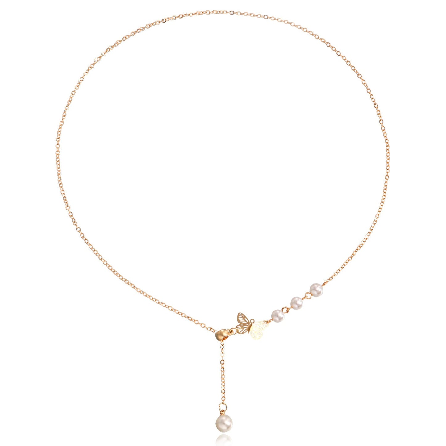 Butterfly Pearl Chain Necklaces