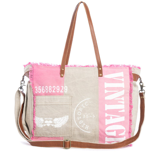 Mirna Queen Creek Weekender Bag in Pink - Spacious Leather Travel Tote