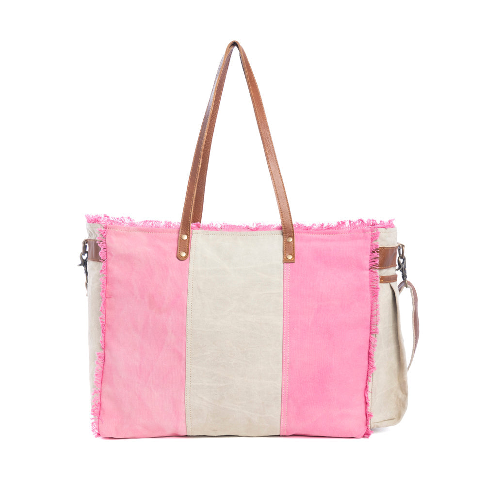 Mirna Queen Creek Weekender Bag in Pink - Spacious Leather Travel Tote