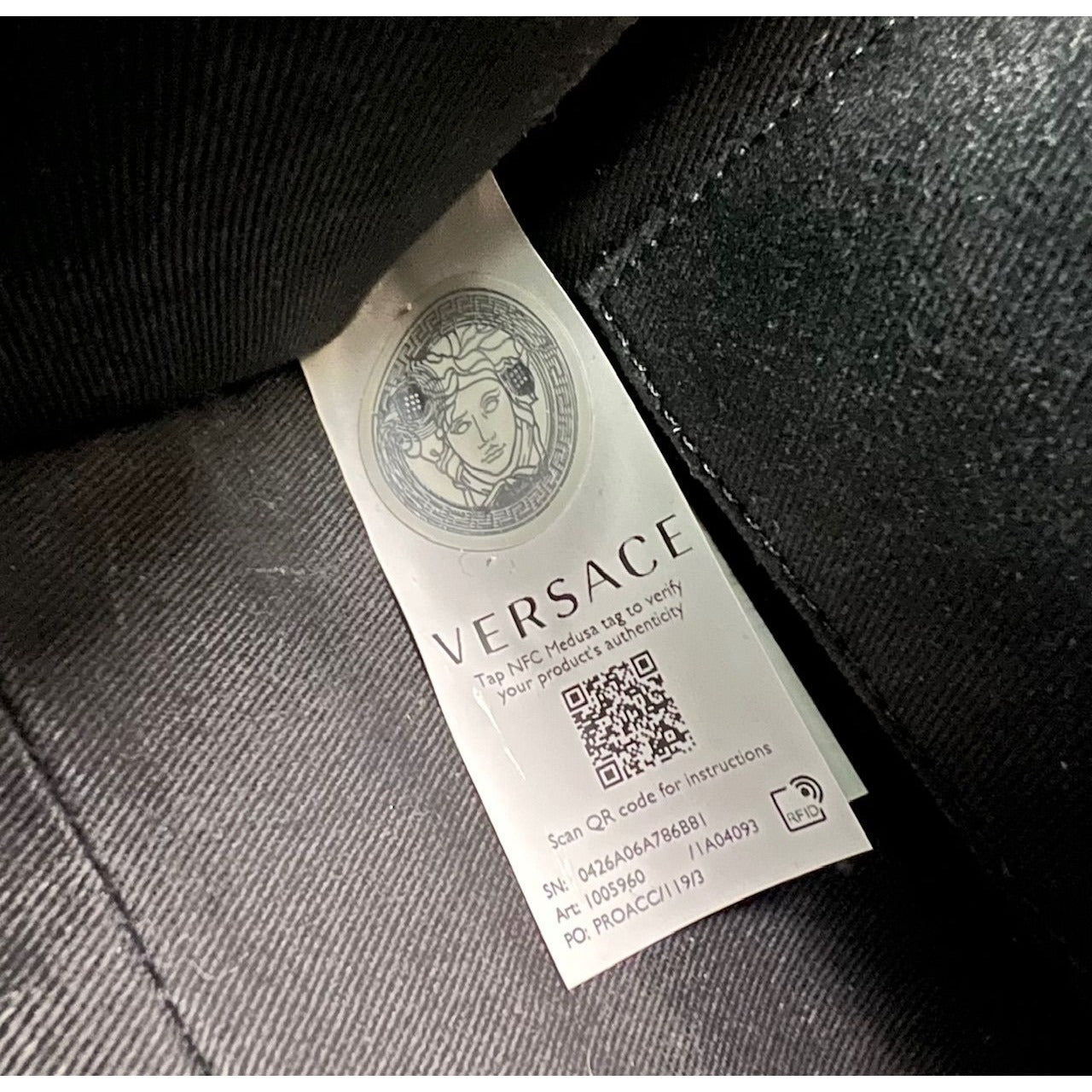 Versace Virtus Top Handle Grained Calfskin Light Blue Tote On Sale