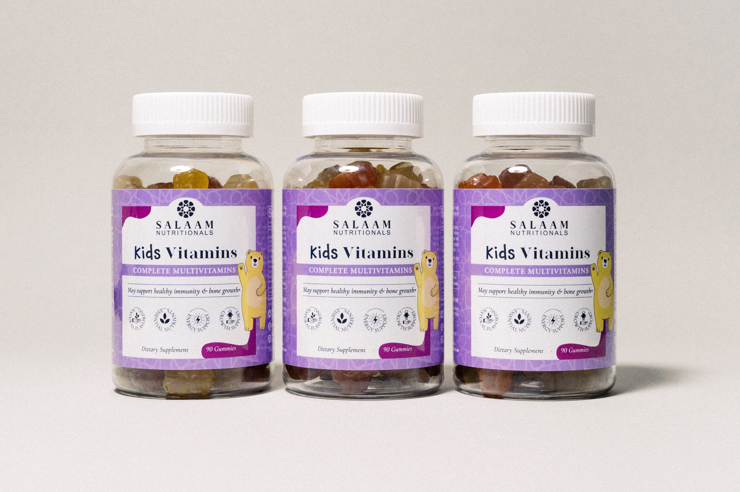 Kids Gummy Multivitamins with Vitamins A, C, E & Zinc - 90 Count | Salaam Nutritionals