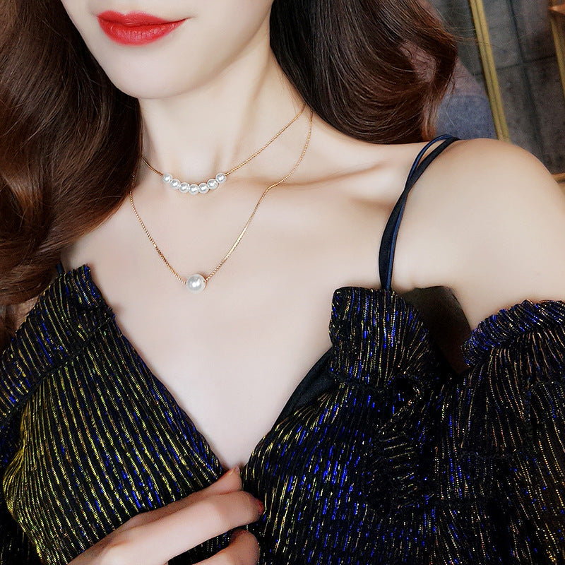 Multilayer Chain Pearl Necklaces