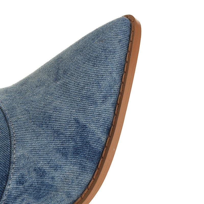 Tie Dye Denim Knee-High Cowgirl Boots