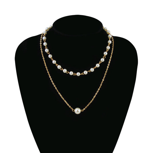 Layer Chain Pearls Necklace
