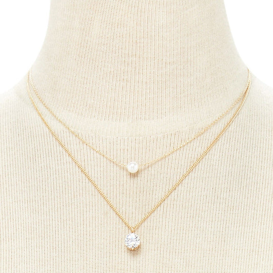 Layer Pearl Beads Chain Necklace
