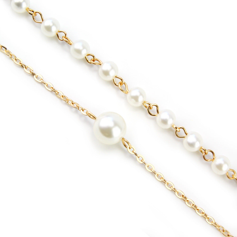 Layer Chain Pearls Necklace