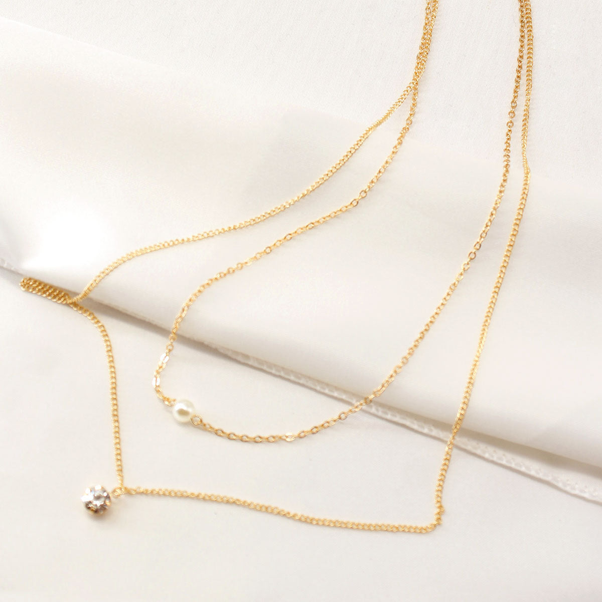 Layer Pearl Beads Chain Necklace