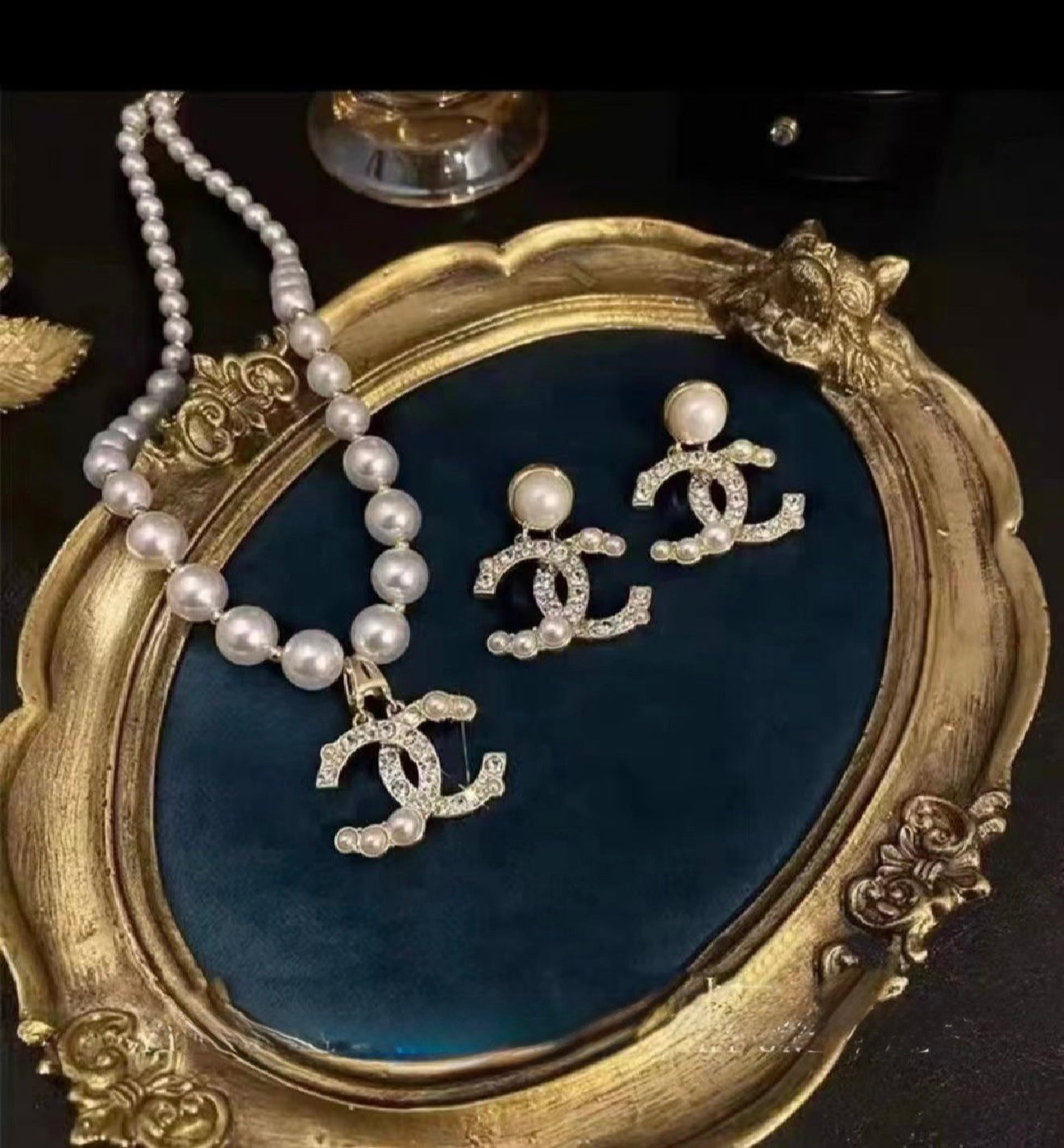 Elegant Women Wedding Pearl Pendant Earrings Necklace Sets