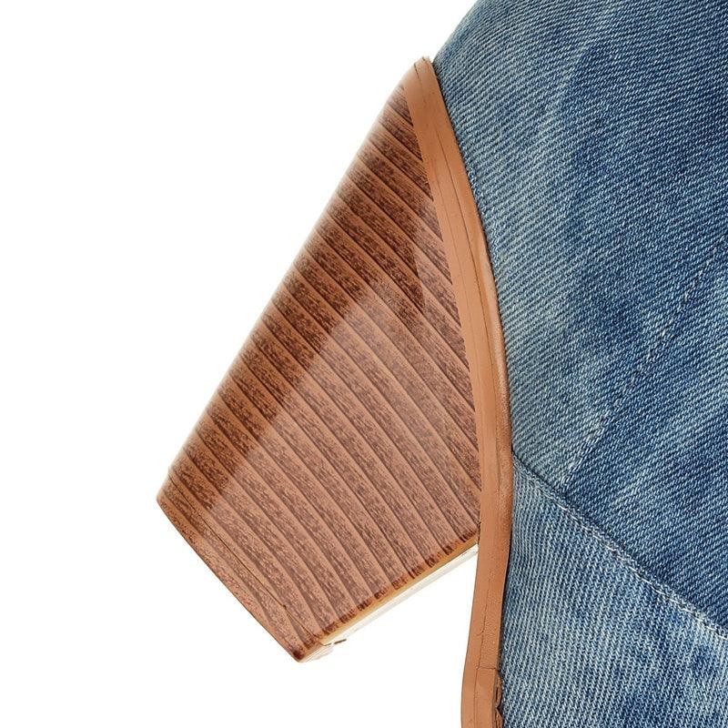 Tie Dye Denim Knee-High Cowgirl Boots