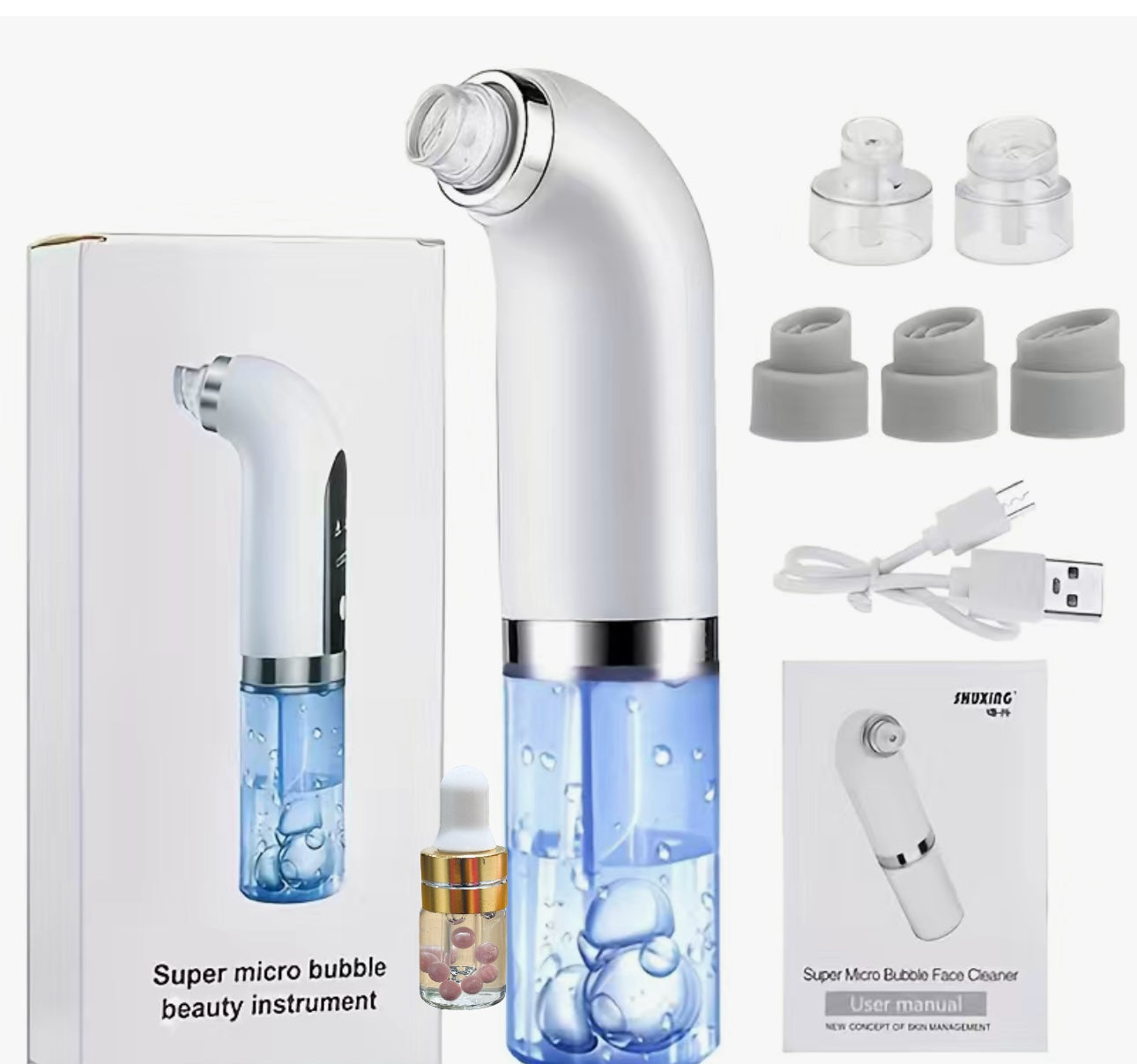 On Sale Now!       Electric Extractor Suction Cleaner Vacuum. Included a gift of Natural Pearls, Hyaluronic Salicylic Vitamin E included.