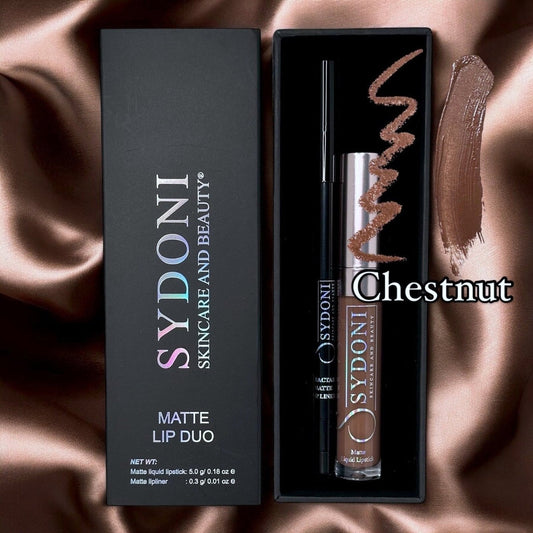 CHESTNUT (Earthy Brown) MATTE LIP DUO Chestnut Matte Lip Duo – Chestnut Matte liquid Lipstick with Chocolate Lip Pencil