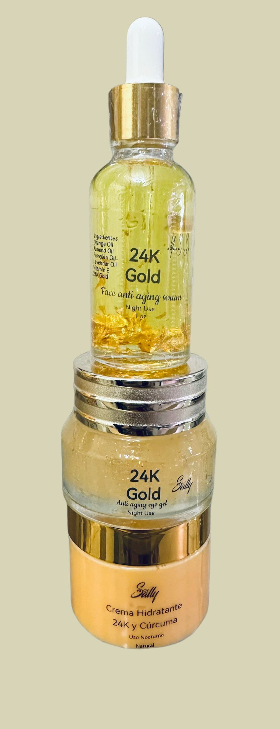 Natural 24K Set. Serum Eye Cream Moisturizer Unisex