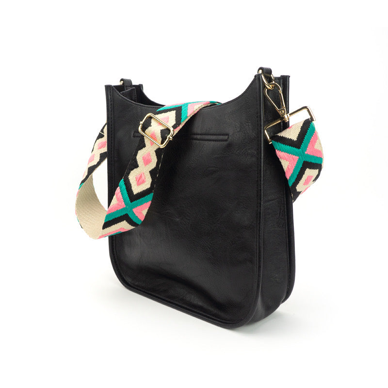 Adventure Zippered Crossbody Bag (Black) - Pick Your Strap And Color