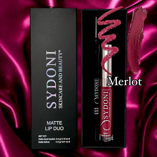 MERLOT (Sultry Berry) Matte Lip Duo – Merlot Matte Liquid Lipstick with Berry Lip Pencil