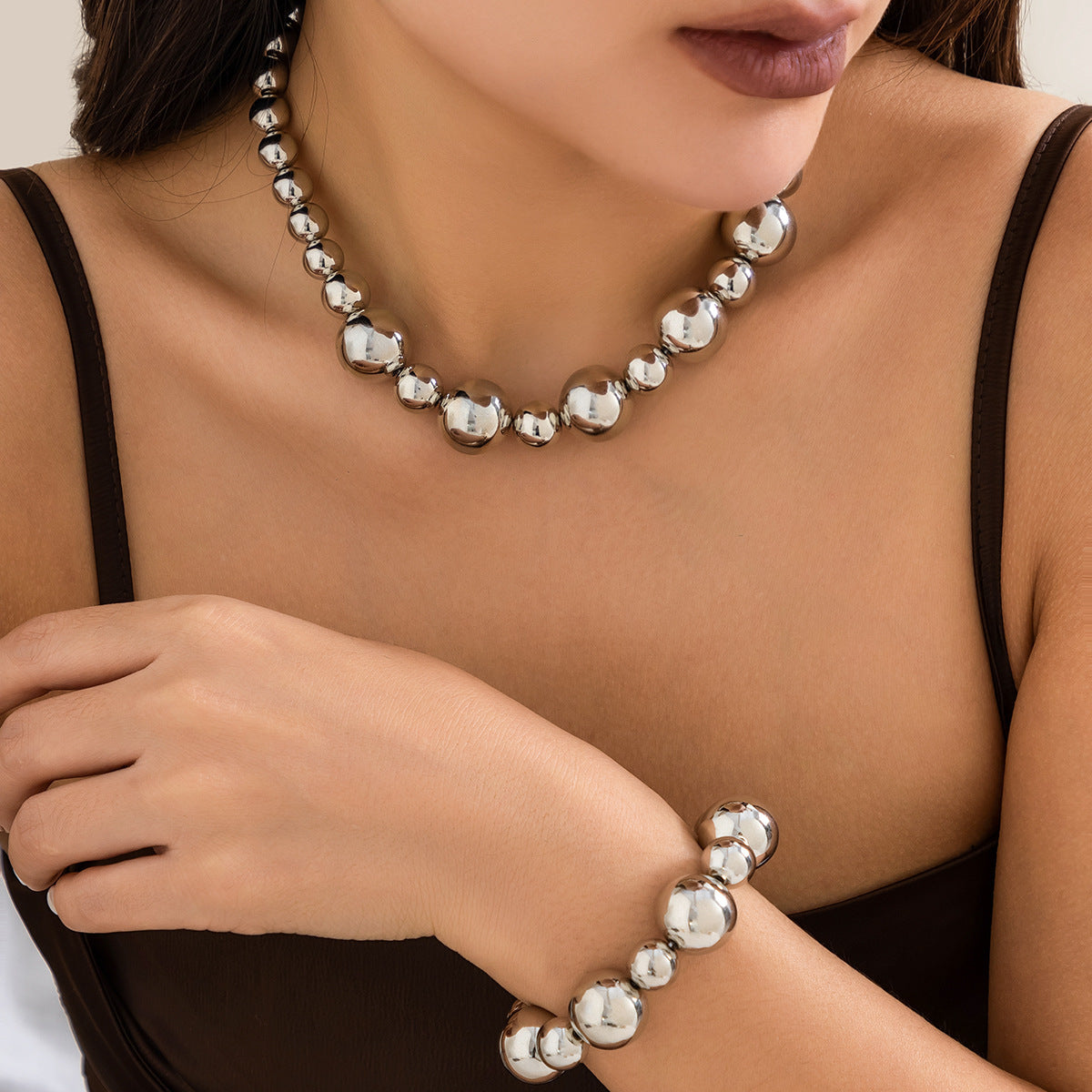 Large Pearl Bead Punk Choker Necklace