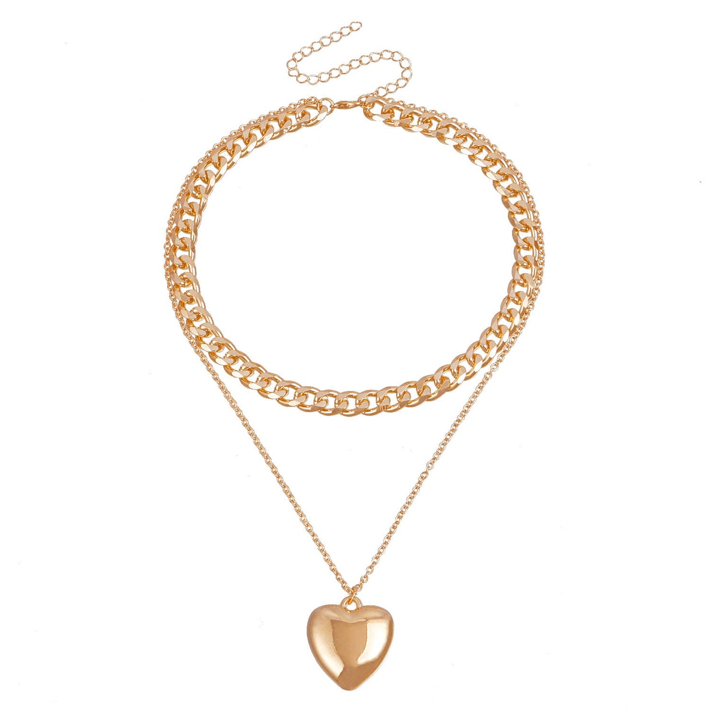 Double Layered Heart Pendant Necklace