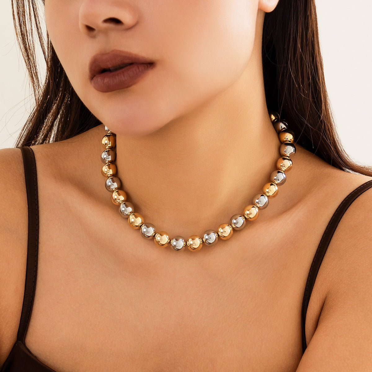 Large Pearl Bead Punk Choker Necklace