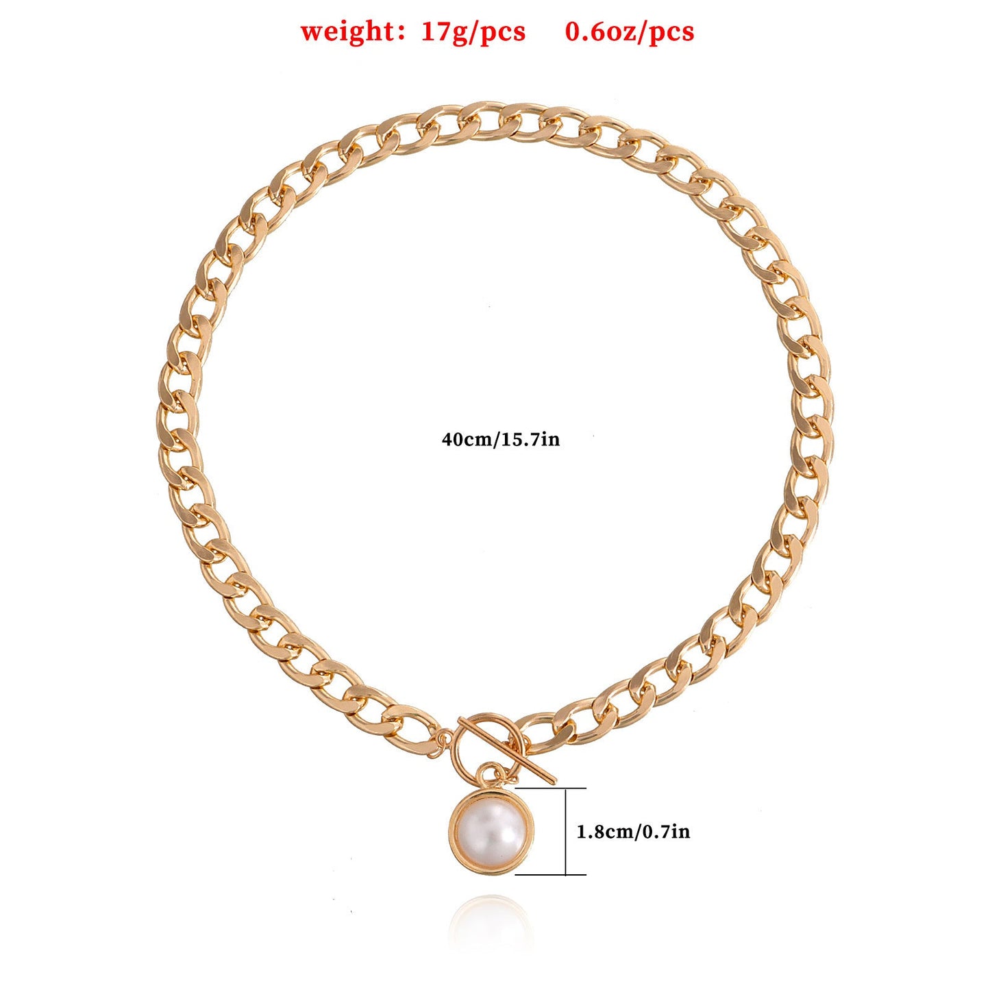 Rectangle Geometric Chain Necklace Pearl