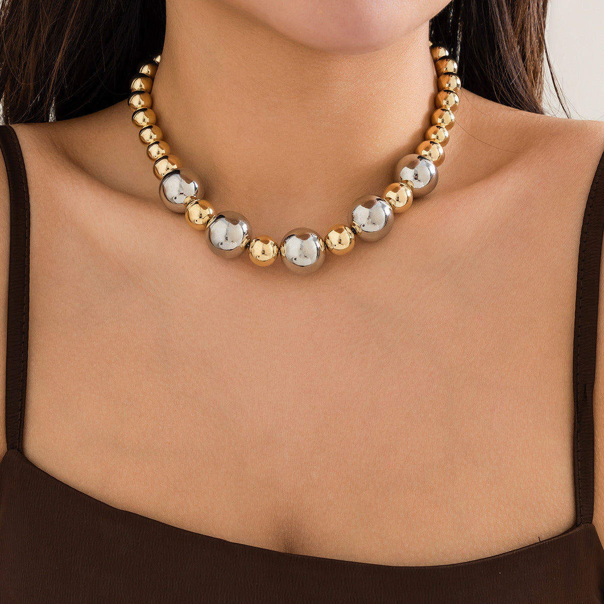 Large Pearl Bead Punk Choker Necklace
