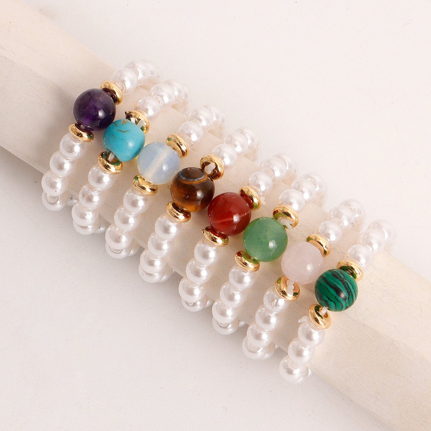 Simplicity Elastic Beaded Pearl Finger Rings
