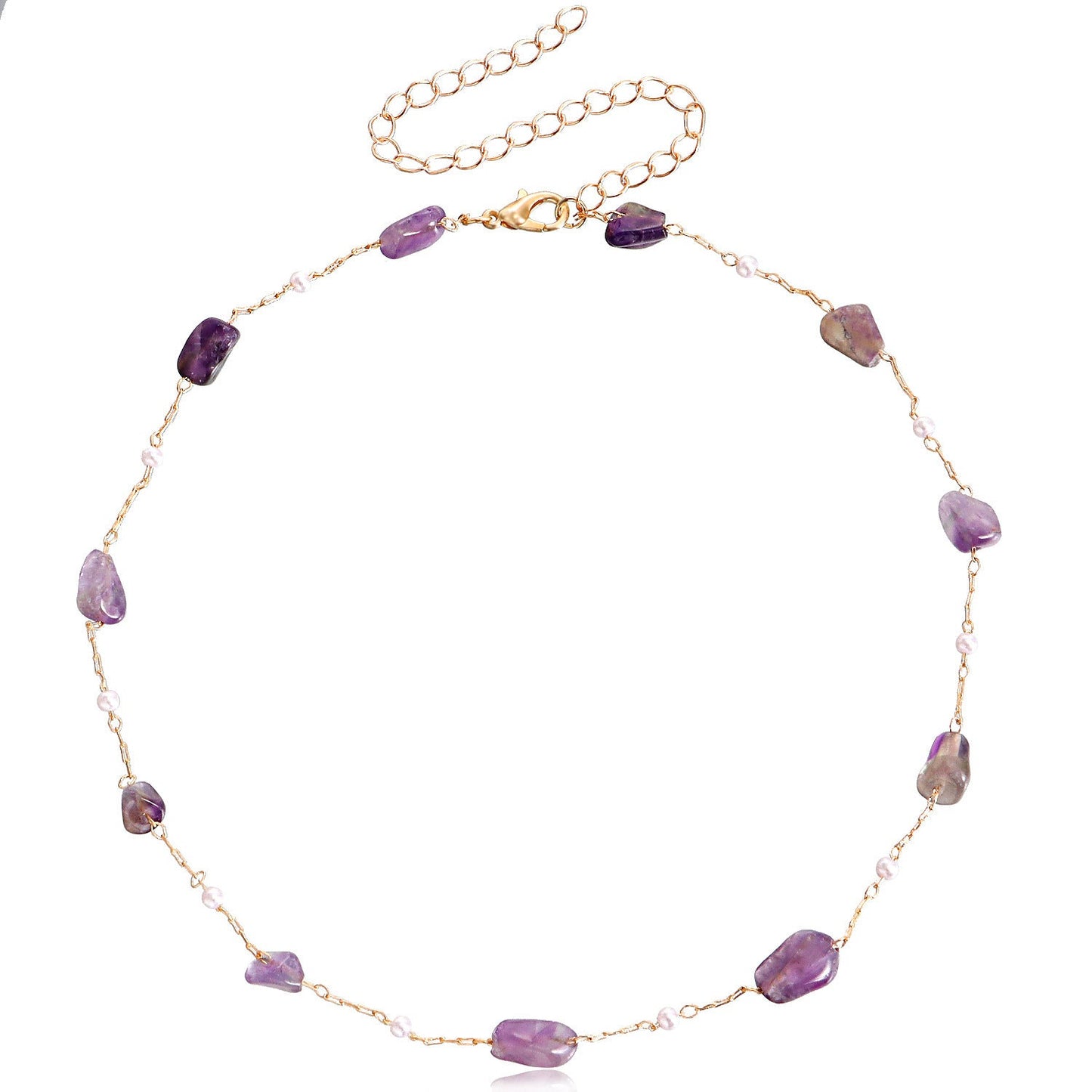 Beach Colorful Natural Irregular Stone Necklace