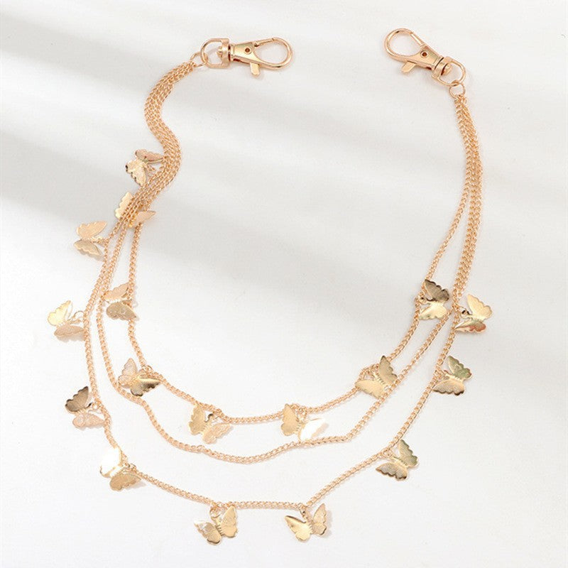 Hip Hop Multilayer Butterfly Waist Chain