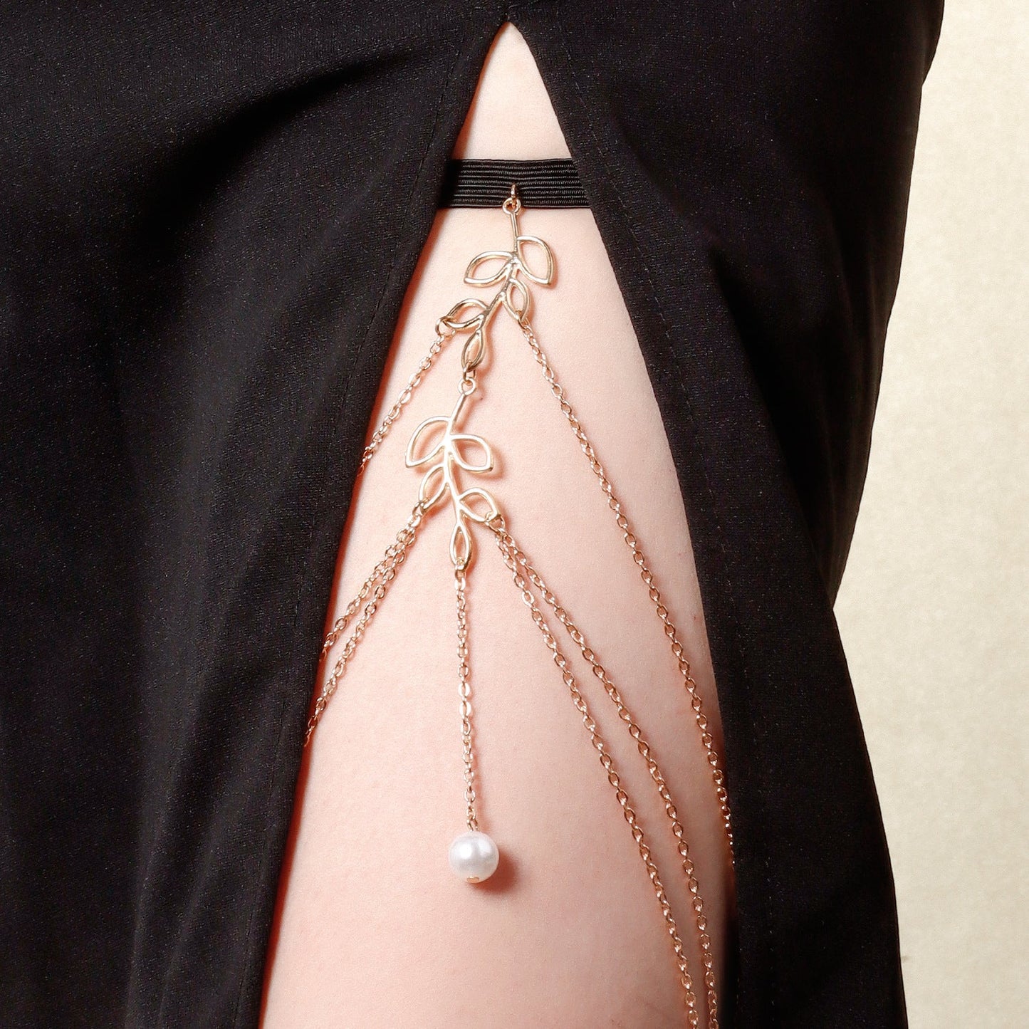 Multi Layer Tassel Pearl Clip Bead Leg Chain