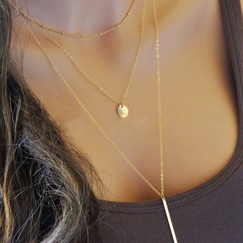 Multilayer Bar Necklace Boho Layered