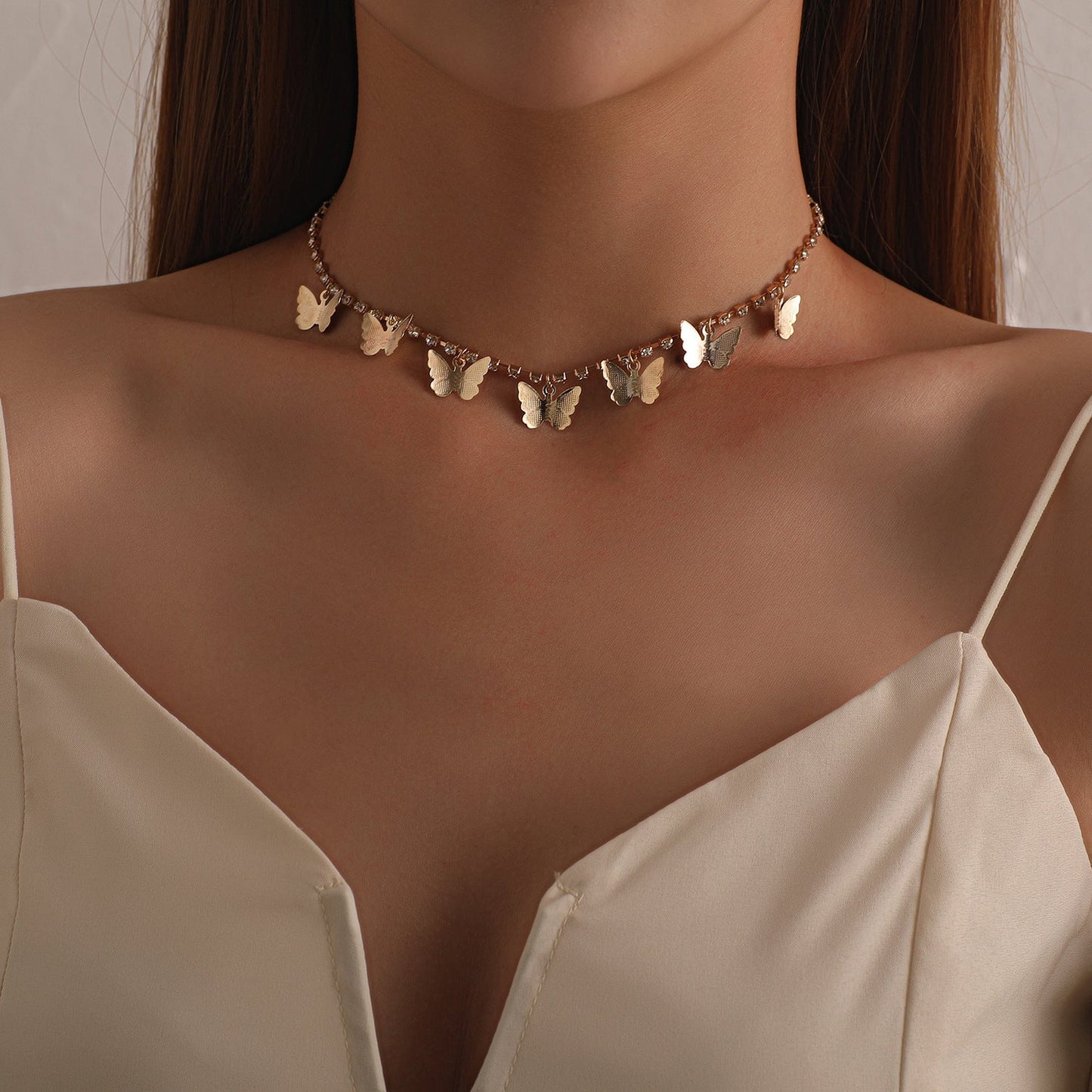 Tassel Tiny Butterfly Choker Necklace