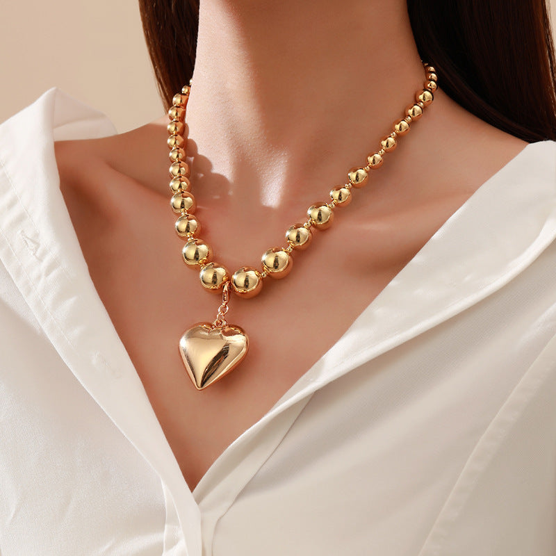 Exaggerated Geometric Bead Women Pearl Necklace