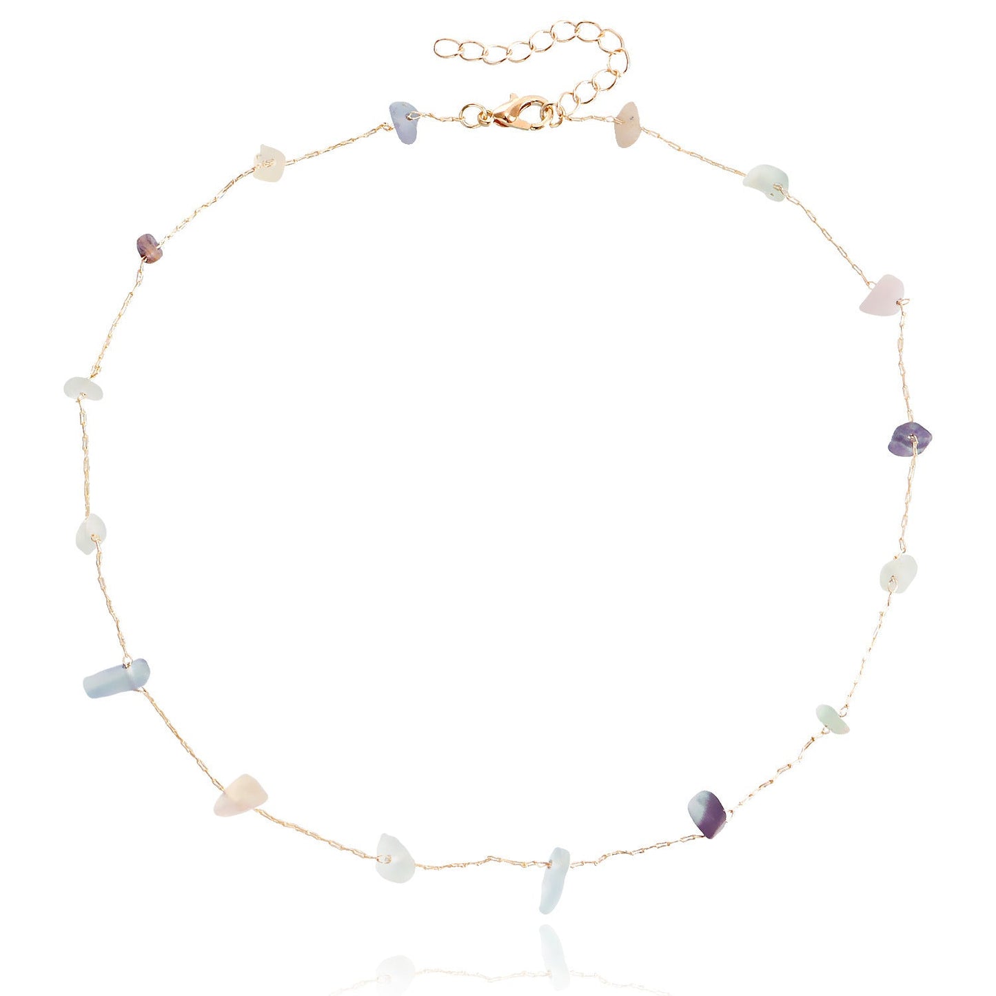 Beach Colorful Natural Irregular Stone Necklace