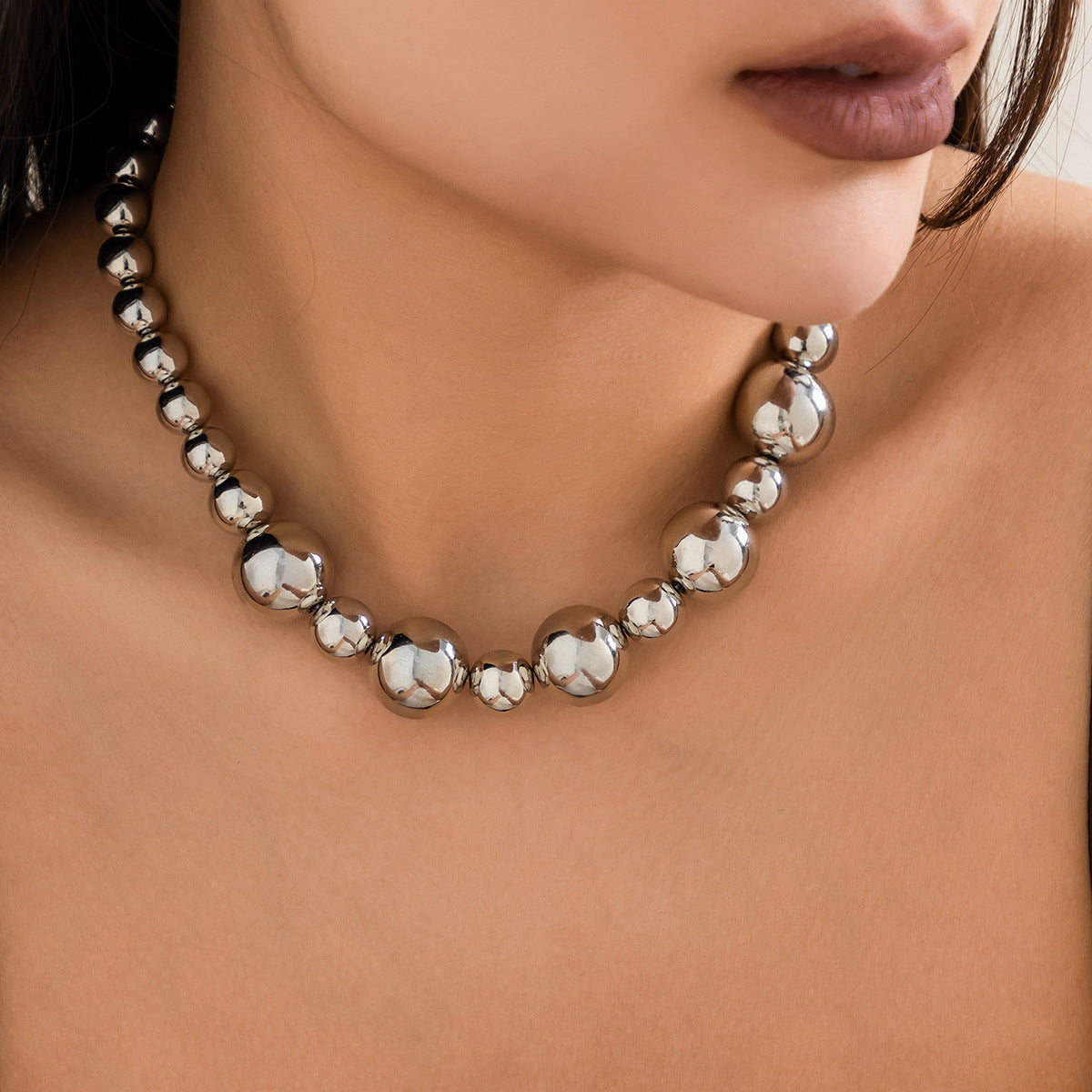 Large Pearl Bead Punk Choker Necklace