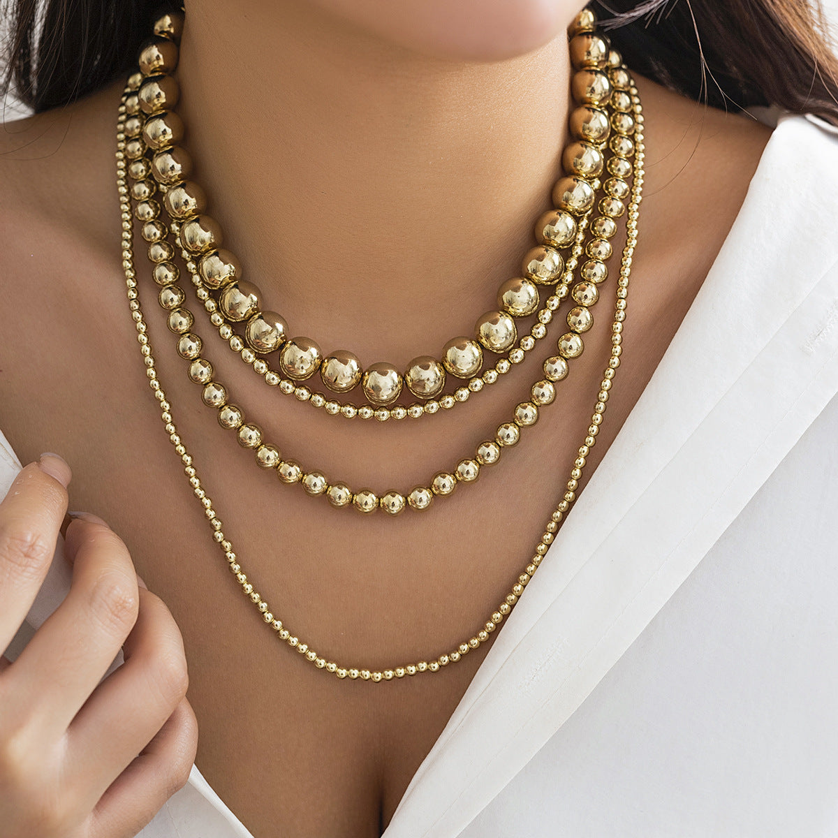 Multilayer Statement Chunky Beaded Necklace