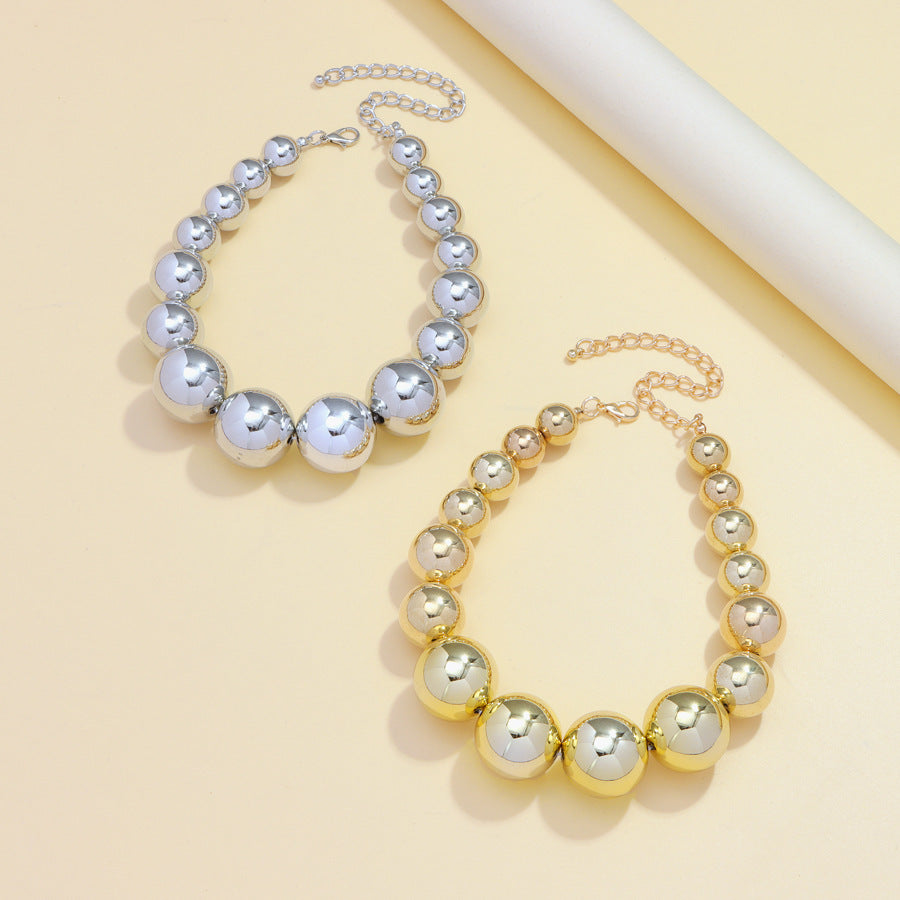 Exaggerated Punk Big Round Beads Collarbone Necklace