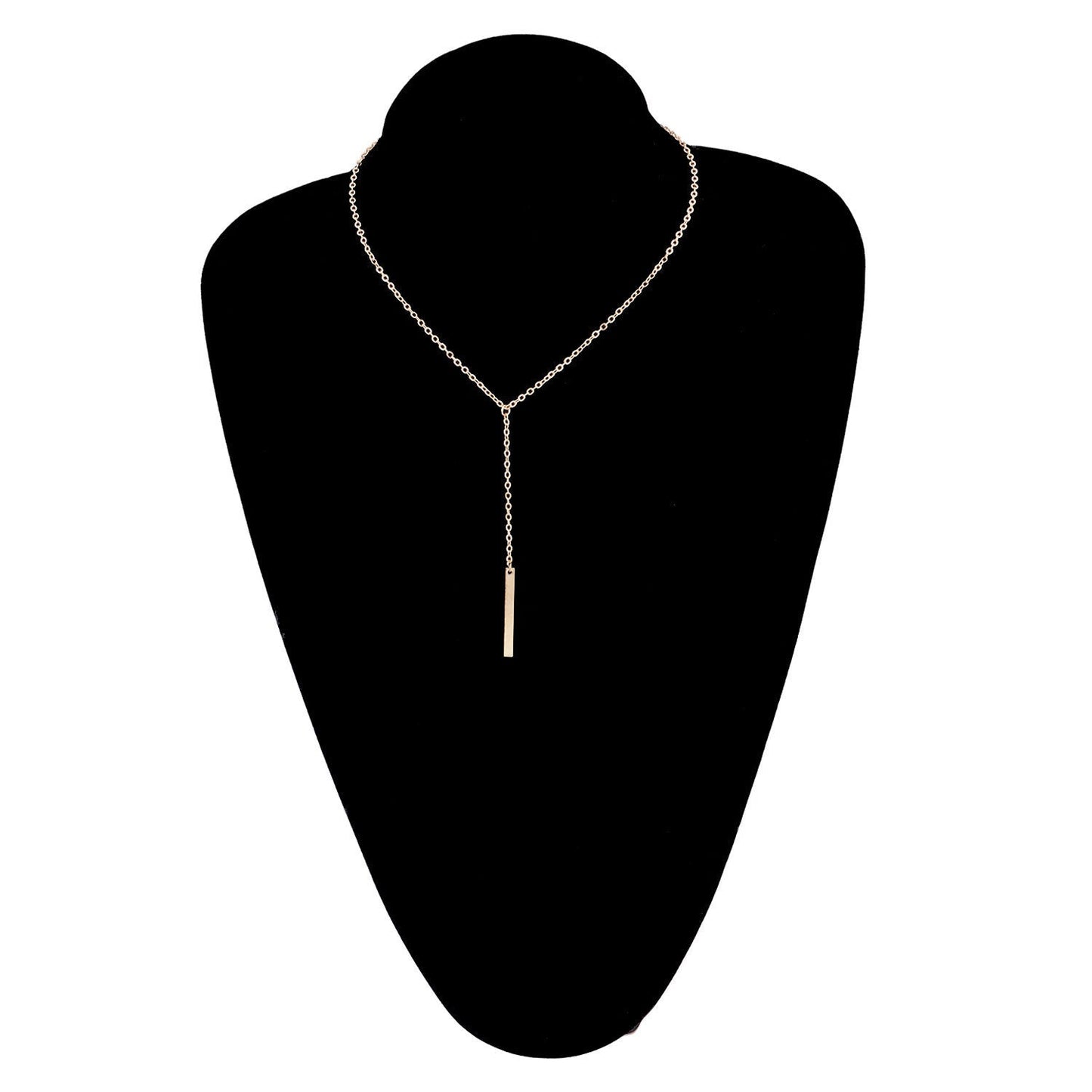 Metal Chain Bar Lariat Necklace