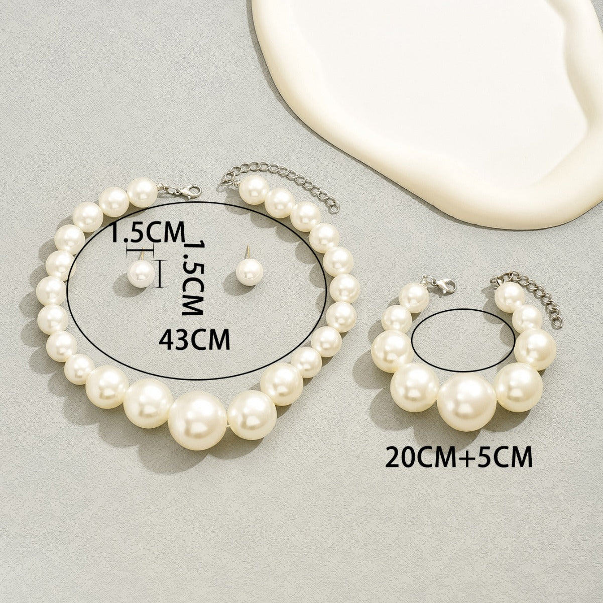 Big Large White Pearl Women Wedding Party Women Bridal Pearl Jewelry Set