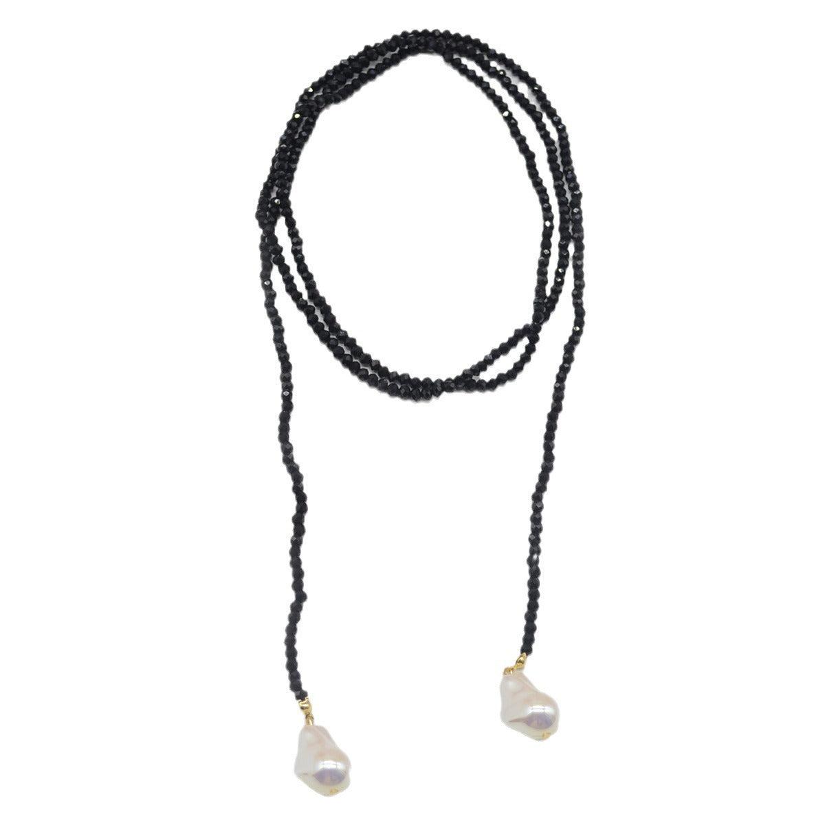 Sweater Necklace Black Crystal Pendant