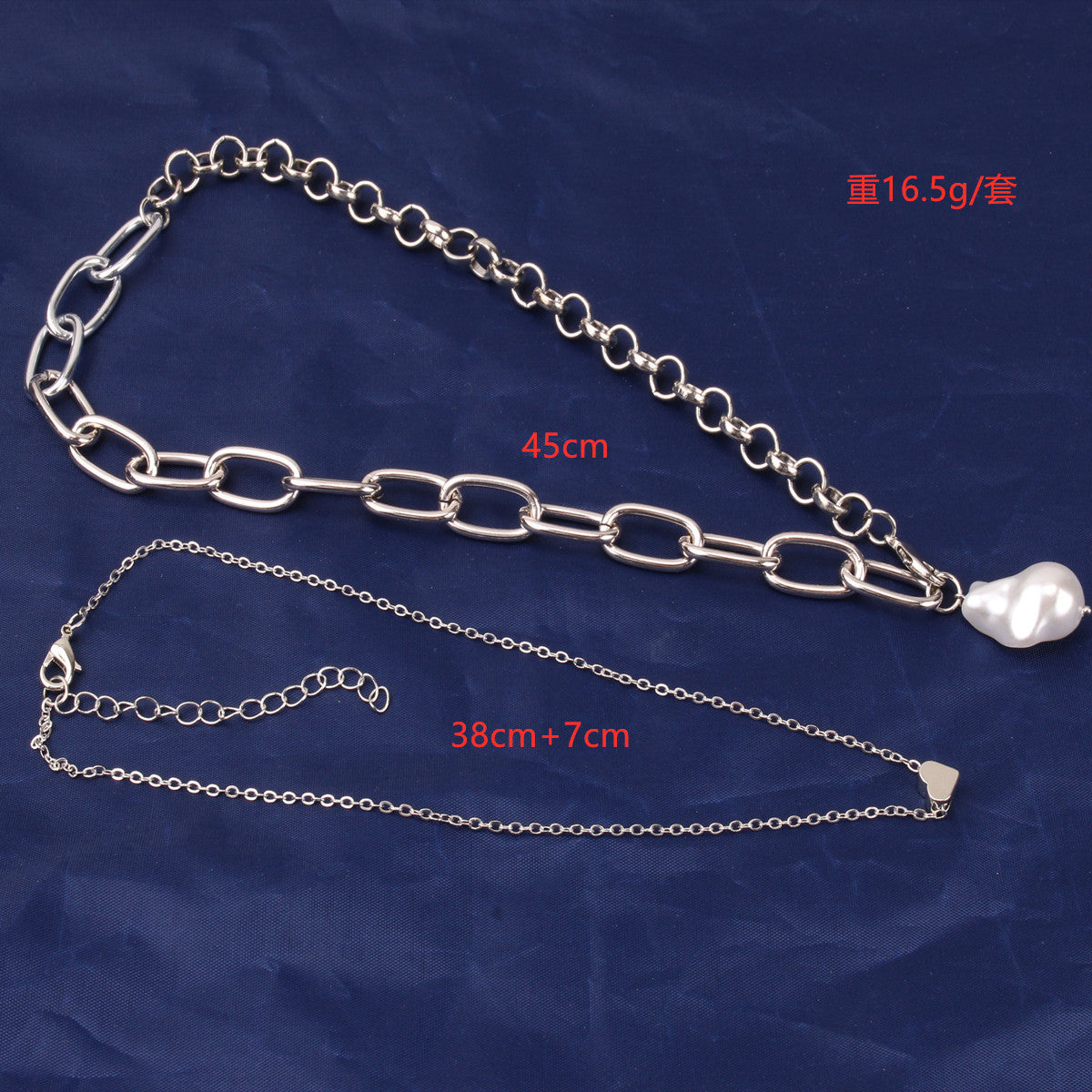 Baroque Pearl Heart layer Chain Necklace
