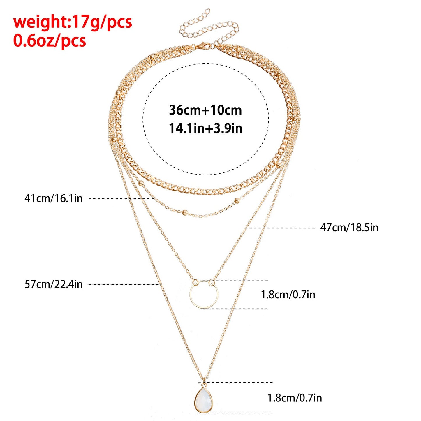 Water Drop Stone Circle Fashion Pendant Necklace