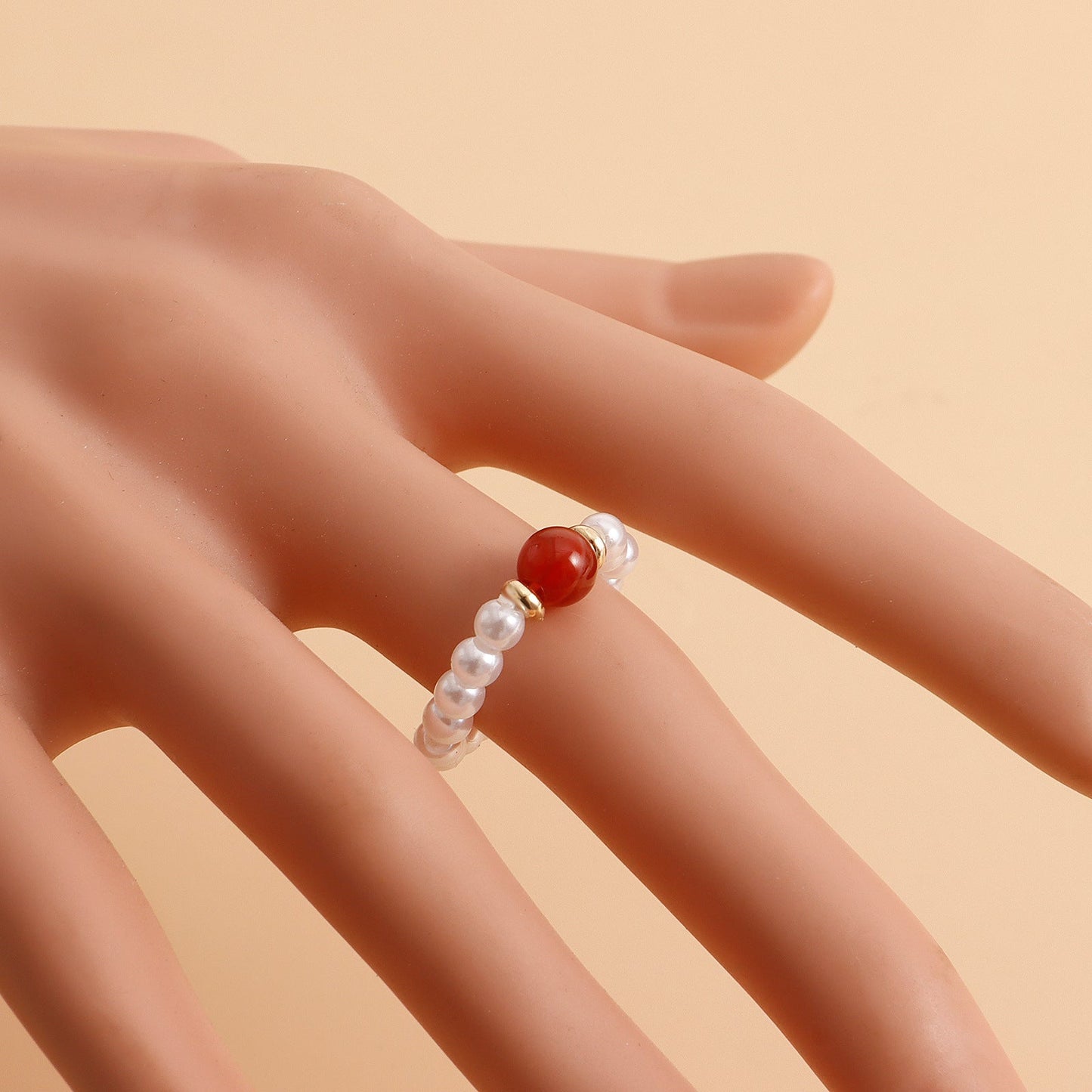 Simplicity Elastic Beaded Pearl Finger Rings