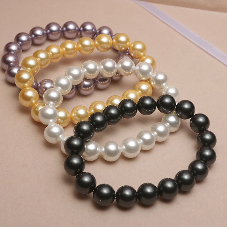 Elizabeth  Elastic Beaded Shell Pearl Bracelet